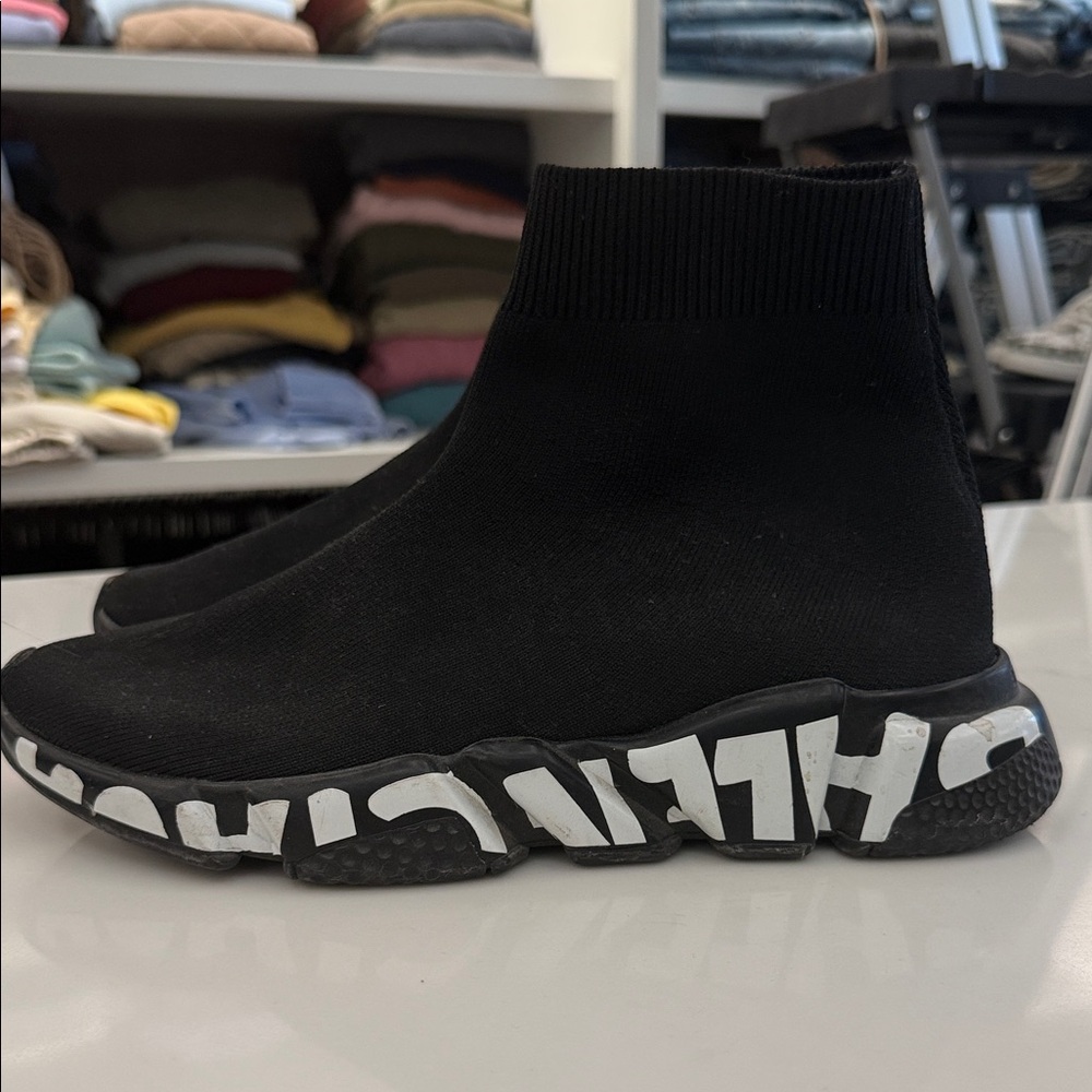 Balenciaga Black Sock Sneaker with White Size Tag